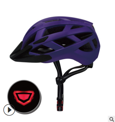 Male and female one-piece bicycle riding helmet with light
