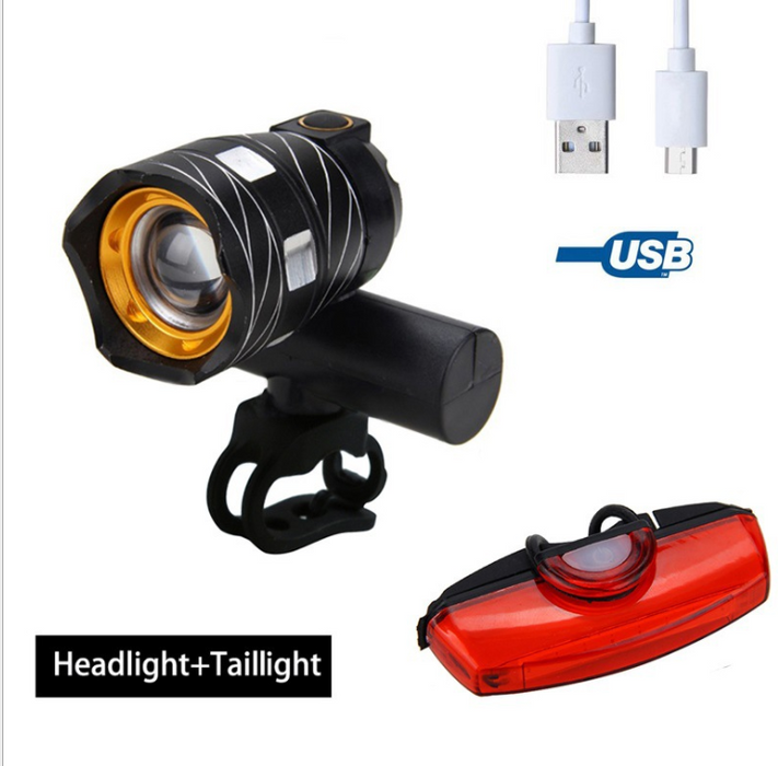 New bicycle USB light Highlight warning light Mountain bike headlights Charging headlight accessories